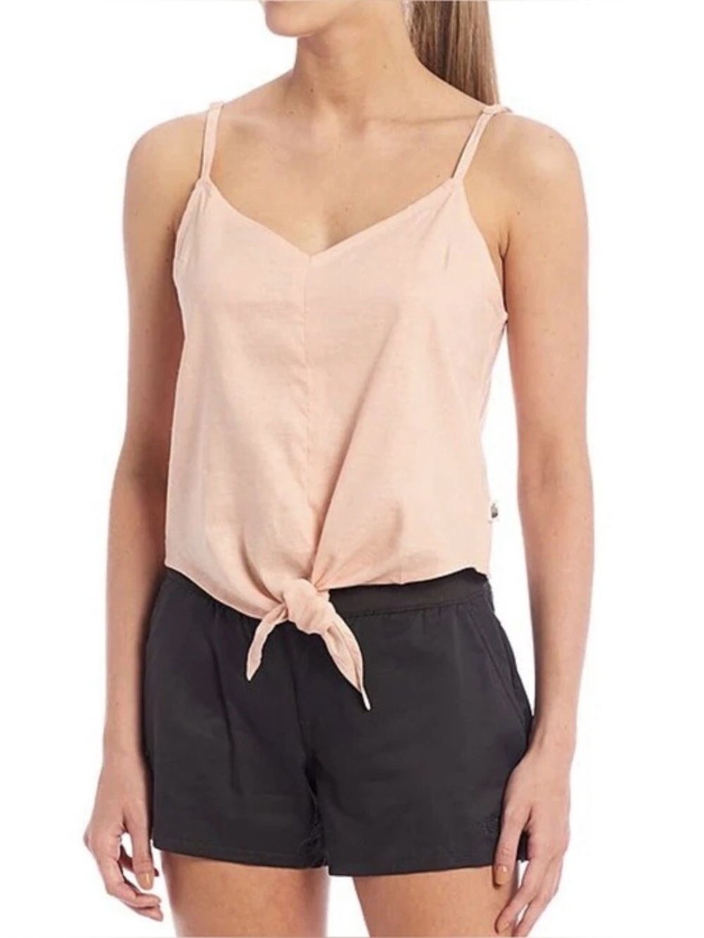 The North Face Blush Pink Hillrose Hemp V Neck Tie Front Top Summer NWT L 2664